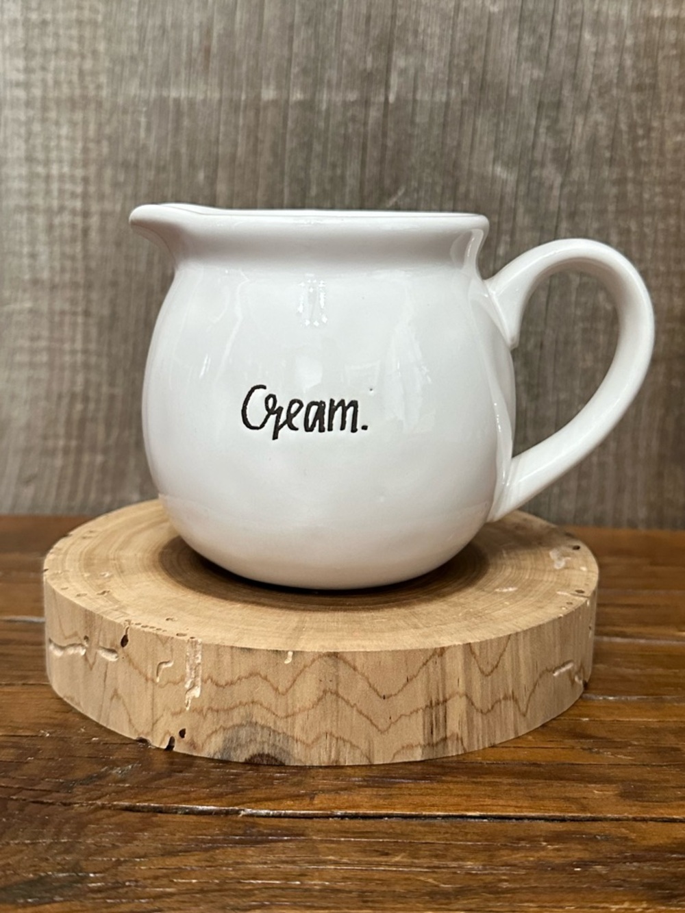 Rae Dunn Cursive Script Cream Creamer Jug Artisan Collection in Ivory Cream